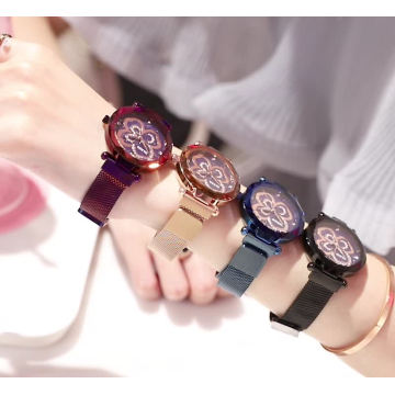 Relógios de pulso de quartzo da marca OLEVS trevo da moda feminina relógio simples popular de resistência à água para mulheres relogios de malha